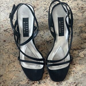 Stuart Weitzman Black Heels with Strappy Design
